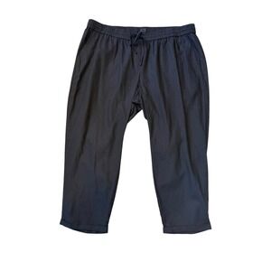 J.Crew Women Black Linen Cotton Drawstring Pull-On Pants AW839 Size 22 NWT